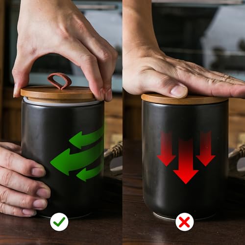 Black Ceramic Canister with Bamboo Lid (3 Count)