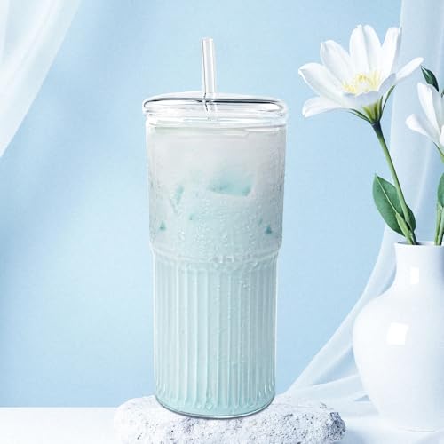 Glass Cups with Lids and Glass Straws (2 Count)