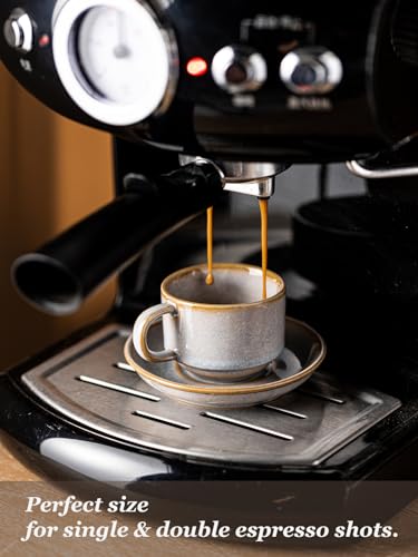 2.5oz Stackable Espresso Cups Set of 4 with Saucers & Stand (8.25 Count)