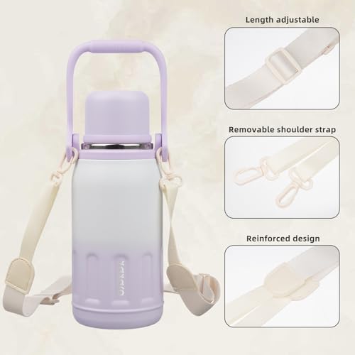 Stainless Steel Insulated Bottle with Handle & Strap