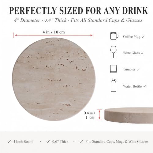 Travertine Stone Coasters Set of 4 (4 Count)