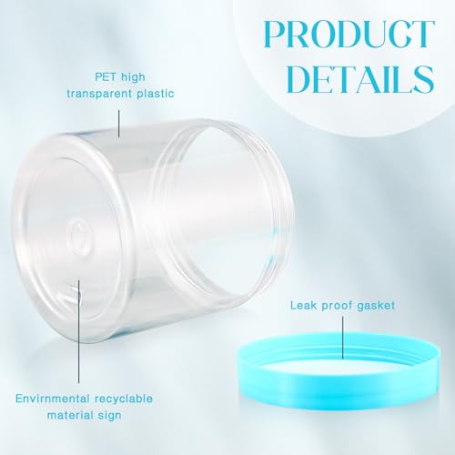 4 Pcs Plastic Jars Wide Mouth with Lids (4 Count)