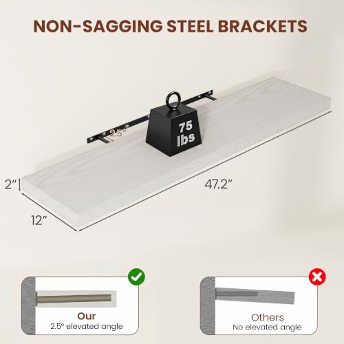 Deep Floating Shelves 48x12” Set of 2 (2 Count)