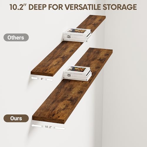 10 Inch Deep Floating Shelves for Wall 55” Set of 2 (2 Count)