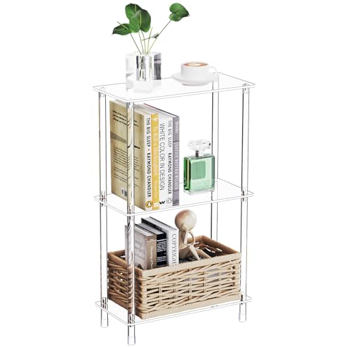 Clear Acrylic Narrow Side Table for Small Spaces (3 Count)