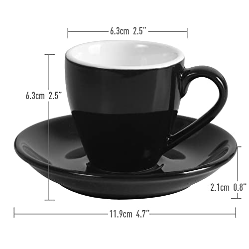 Porcelain Espresso Cup with Saucer And Stainless Steel mini Spoons (7 Count)