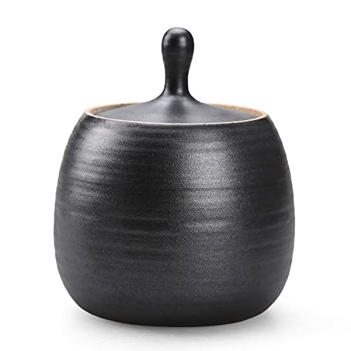 Kitchen Canisters Ceramic Storage Jar with Silicone Airtight Lid Black