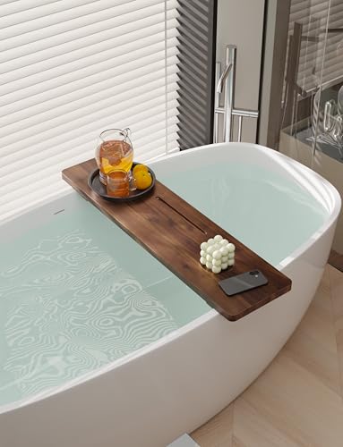 35”L Wood Bathtub Tray with Wine and Tablet