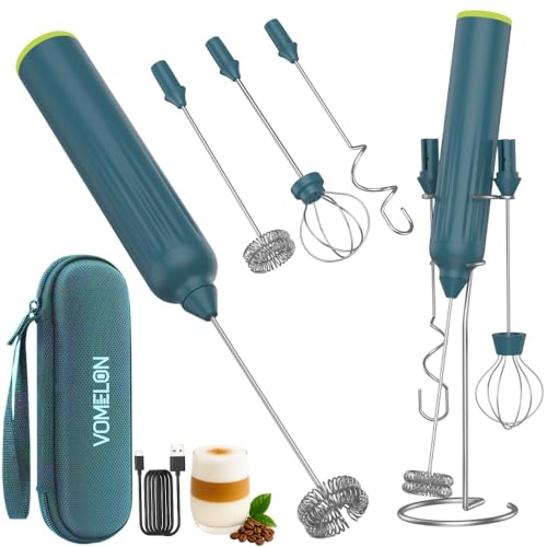 Milk Frother Handheld with 3 Stainless Steel Whisks