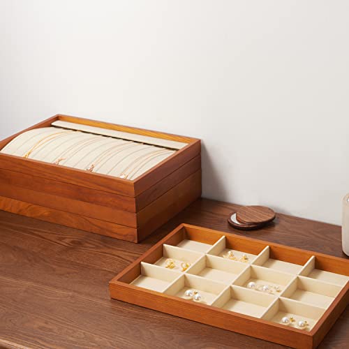 8 Line Wood Ring Storage Tray Jewelry Drawer Organizer Showcase Ring Earrings Display Holder