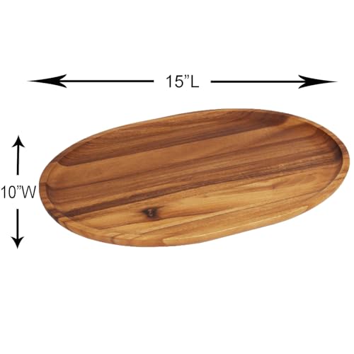 Woodard & Charles Acacia Wood Large Oval Serving Tray
