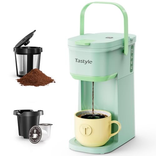 Mini Single Serve Coffee Maker for K Cups and Grounds with Handle