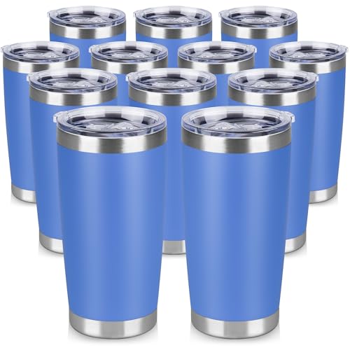 20 oz Tumbler Stainless Steel Tumblers Bulk with Lid Double Wall Insulated Coffee Tumbler Cups for Hot & Cold Drinks Powder Coated Travel Coffee Tumbler Mug Metal (12 Count)