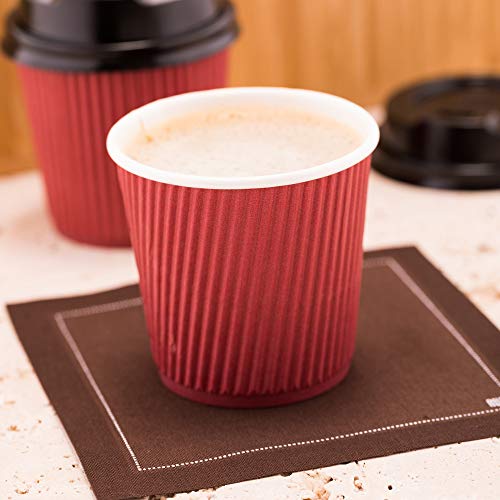 Ripple Wall Coffee Cups 25 Count 4 Ounce Insulated Crimson Paper Cups