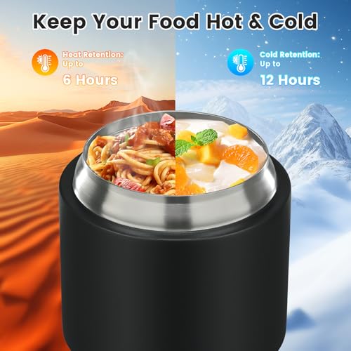 2-in-1 Insulated Food Jar with a Snack Container - 15oz Kids Soup Thermos for Hot Food with Handle and Spoon, Leak Proof Bento Lunch Box Kids, Perfect for School & Travel