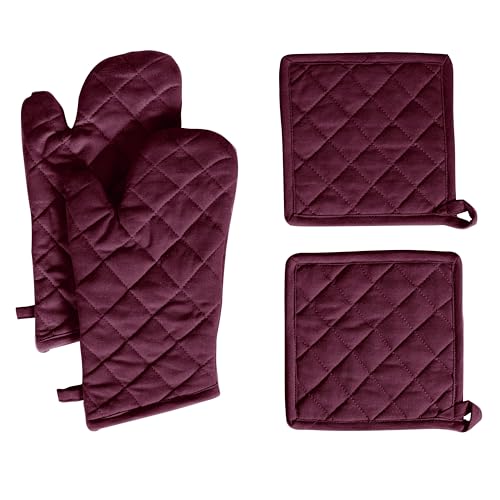 4 Piece Set 2 Oven Mitts & 2 Potholders (4 Count)