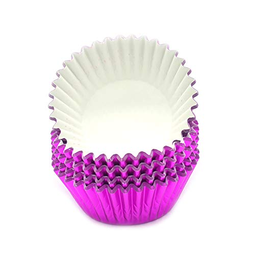 Standard Hot Pink Foil Cupcake Liners Muffin Baking Cups for Party and More (100 Count)