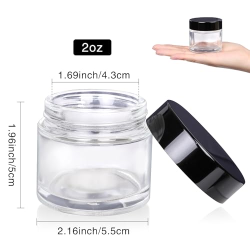 2oz Glass Cosmetic Jars With Lids 3pcs Small Makeup Containers (3 Count)