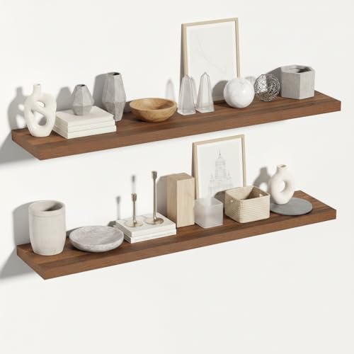 Walnut Floating Shelves 55 Inch Long (2 Count)