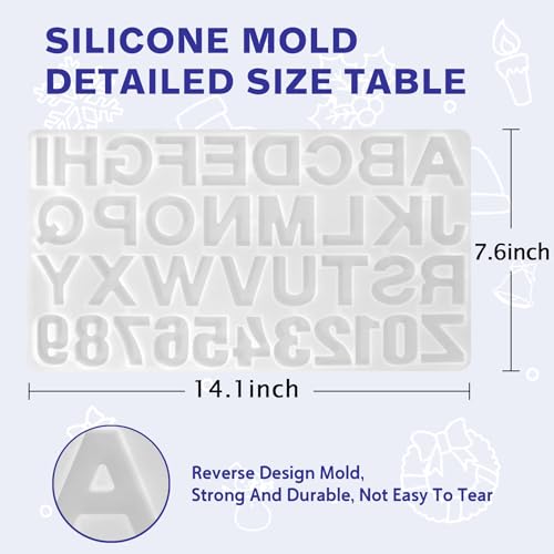 IGaitey Epoxy Kit with Reverse Alphabet Molds for Keychain Pendant (6.6 Ounce)