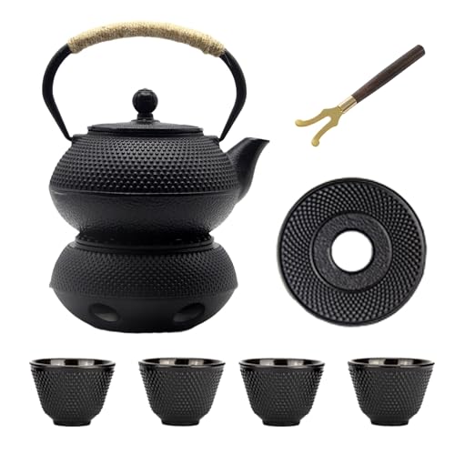 30.4oz Small Cast Iron Teapot Set with Candle Warmer