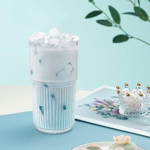 18.5oz Glass Cups with Lids and Straws (20 Count)