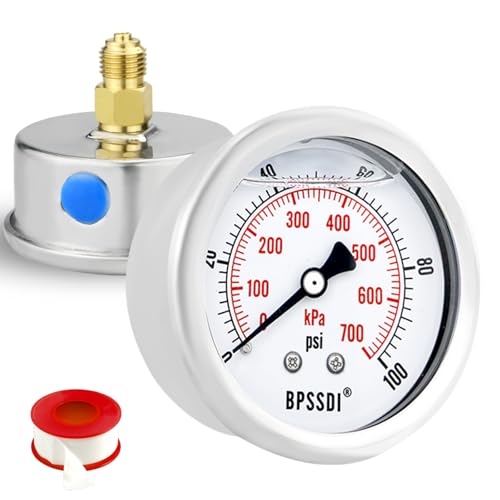0 100Psi Glycerin Liquid Filled Low Pressure Gauge