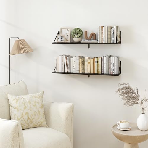 Black Deep Floating Shelves for Wall (2 Count)