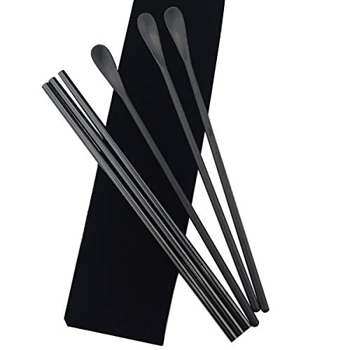 Matte Long Handle Spoon Cocktail Mixing Stirring Spoons Iced Tea Coffee Spoons with 8.6 inch Long Handle Brushed SUS304 Stainless Steel (3 Count)