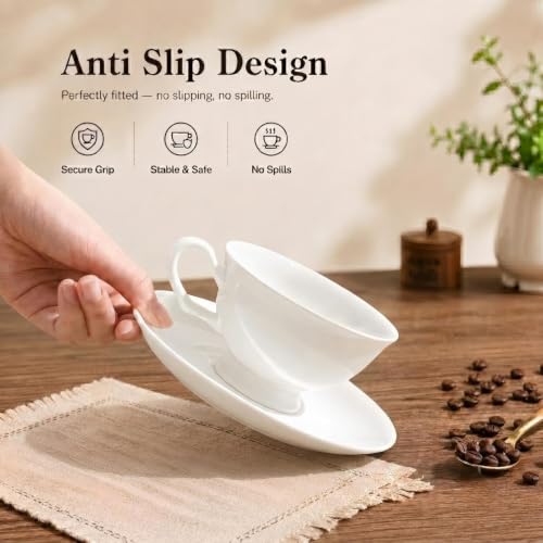 Fine Bone China Espresso Cups and Saucers Set of 2 (2 Count)