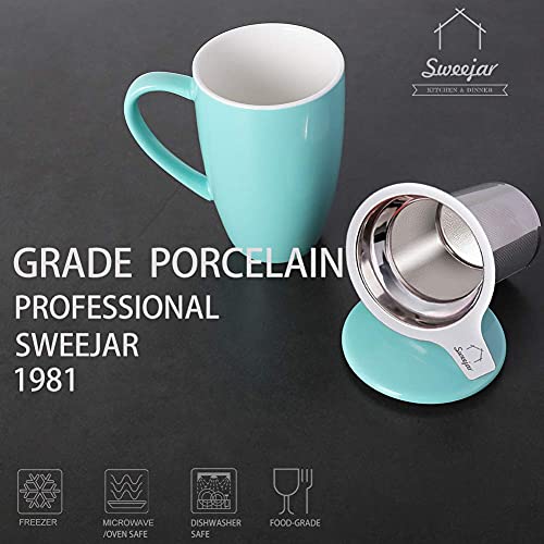 Sweejar Porcelain Tea Infuser Mug with Lid