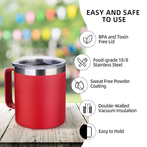 14oz Insulated Stainless Steel Coffee Mug with Lid Bulk 4 Pack (4 Count)