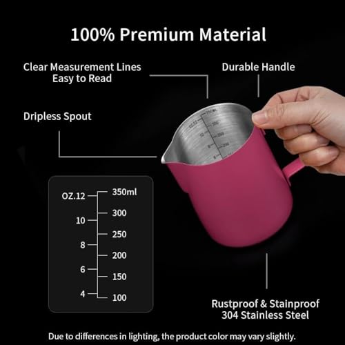 12oz Milk Frothing Pitcher Stainless Steel Espresso Steaming Jug
