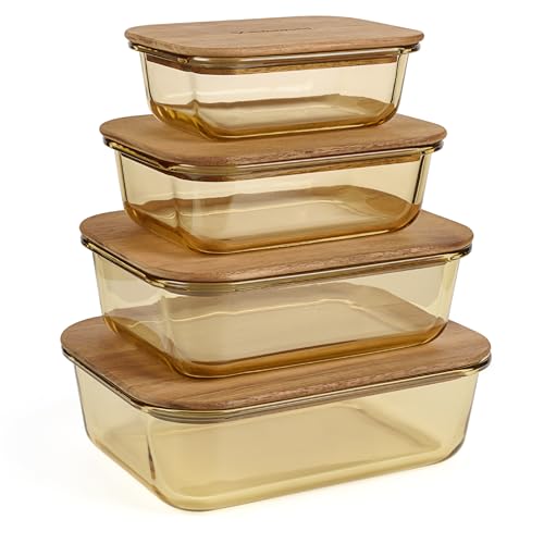 Natural Acacia Lids Set for Food Storage Glass Containers (4 Count)