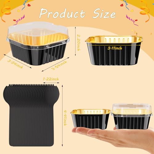 50 Pack Mini Cake Pans with Lids (50 Count)