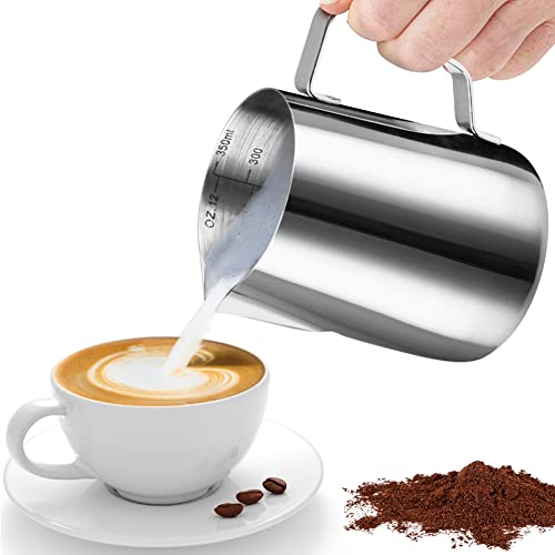 Stainless Steel Milk Frothing Pitcher Cappuccino Pitcher Pouring Jug Espresso Cup Creamer Cup for Latte Art