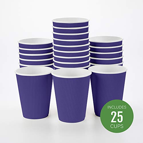 Ripple Wall Coffee Cups 25 Count 12 Ounce Insulated Royal Purple Paper Cups