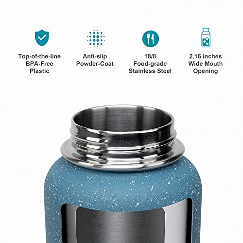 40oz Insulated Stainless Steel Water Bottle with Straw & 3 Lids
