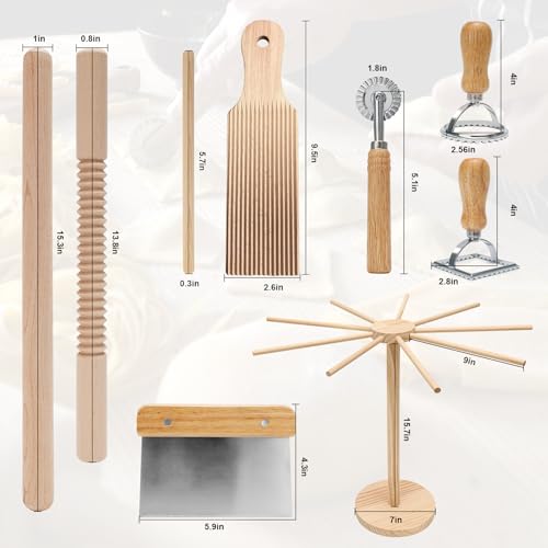 9 PCS Pasta Making Tools Set with Pasta Drying Rack (11 Count)