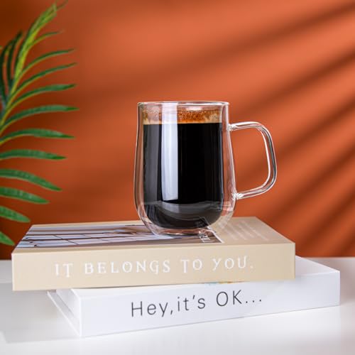 Double Walled Glass Coffee Mugs 16 OZ (2 Count)