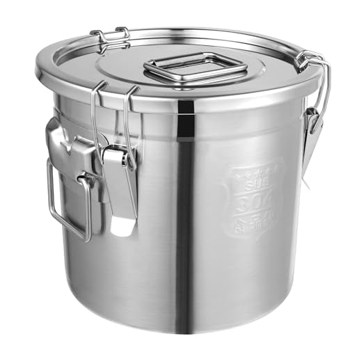 304 Stainless Steel Container 6L Airtight Food Storage Container with Lids & Locking Clips Stainless Steel Bucket for Kitchen