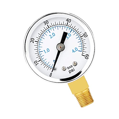 1 4" NPT Pressure Gauge 60Psi Steel Economical All Purpose with Brass Internals 2" Dial Display Bottom Mount