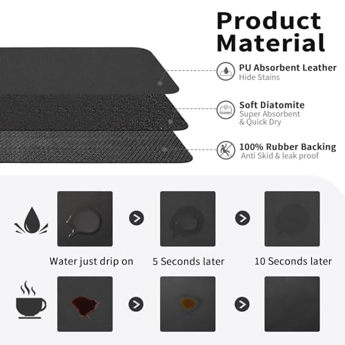 Coffee Mat Absorbent Hide Stain Rubber Backed Dish Drying Mat for Kitchen Counter