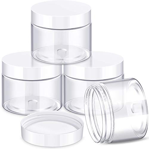 4 Pcs Plastic Jars Wide Mouth with Lids (6 Ounce)