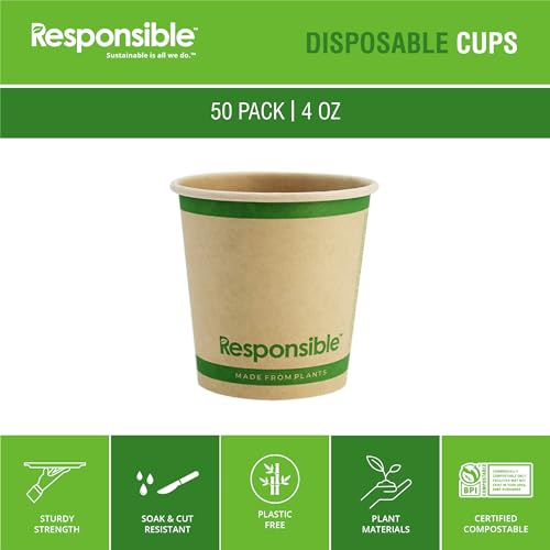 Certified Compostable 4 oz Paper Cups (50 Count)