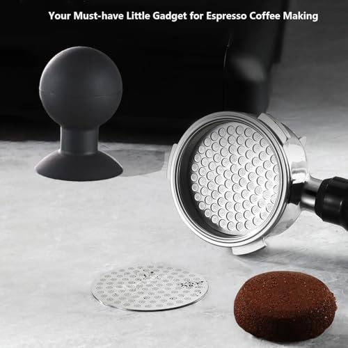 Puck Screen Reusable Mesh Coffee Filter for Espresso Portafilter Basket with Silent Puck Screen Ejector Coffee Grounds Remover Knock