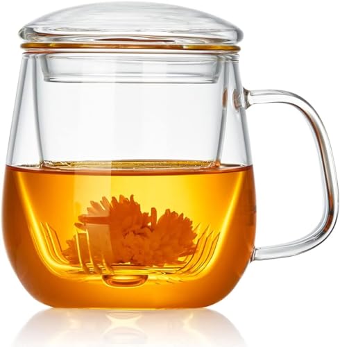 Glass Teacups 24 Pack Glass Tea Cup with Infuser and Lid (24 Count)