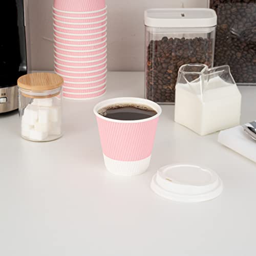Ripple Wall Coffee Cups 500 Count 8 Ounce Insulated Light Pink Paper Cups