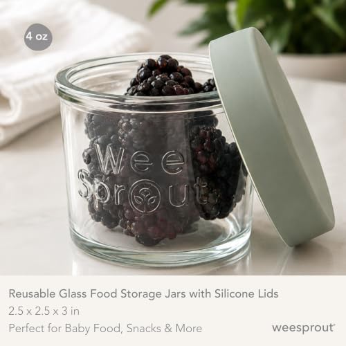Glass Baby Food Storage Jars with Silicone Lids (12 Count)