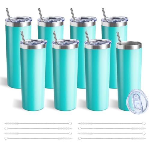 20 oz Skinny Tumbler with Lid and Straw (8 Count)